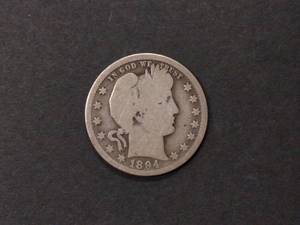lot 118 image: 1894 O Barber Silver Quarter...