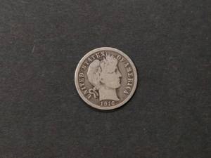 lot 128 image: 1916 Barber Silver Dime...