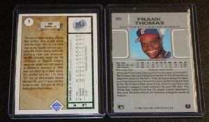 1989 Upper Deck Ken Griffey Jr and 1990 Leaf Frank Thomas Lot Defect