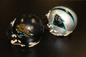 1995 Riddell Authentic Mini Helmet Carolina Panthers and Jacksonville Jaguars