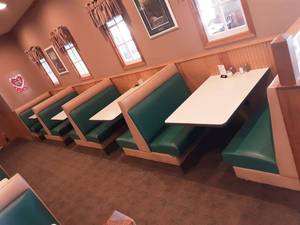 lot 1 image: Bundled Lot Of All Seating 12-Booths, 10-Tables, 42-Chairs, 8-Stools, 1-Bench