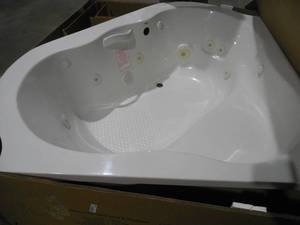 lot 27 image: EverClean 77 in. Acrylic Corner Drop-in Whirlpool Bathtub in White