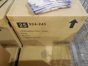 lot 35 image: NEW - 1 PALLET of 1,152 Pairs of Firm Grip Leather-Palm Large Gloves