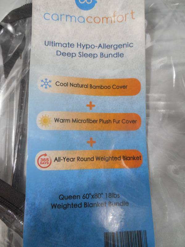 lot 71 image: Carma Premium Weighted Blanket Adult 18lbs wMinky