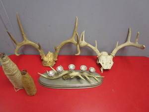 lot 410 image: ANTLER CANDLE HOLDER, OTHER ANTLERS