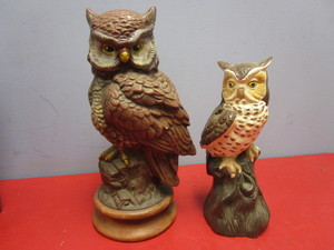 lot 412 image: OWL STATUES, WOOD DUCK