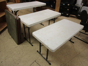 lot 434 image: LIFETIME ADJUSTABLE HEIGHT FOLDABLE TABLES, CARD TABLES