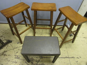 lot 435 image: WOOD STOOLS, PIANO BENCH