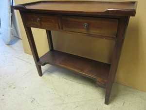 lot 455 image: SOLID WOOD SIDE TABLE, WITH TWO DRAWERS