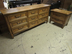 lot 459 image: HIBRITEN SOLID WOOD 9-DRAWER DRESSER AND SIDE DRESSERNIGHT STAND