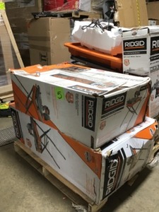 Pallet with Assorted Ridgid Wet tile cutters various Styles customer Returns
