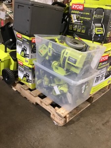 Pallet with Assorted Ryobi Outdoor and Power Tools