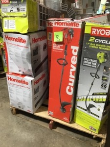 Pallet assorted branded gas outdoor tools various styles and conditions blowers chain saws String trimmers