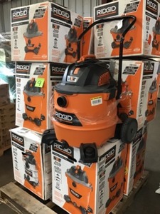 Pallet with assorted Ridgid WetVacs various styles and conditions