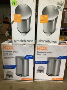 Lot of 4 Stainless Steel Garbage Cans