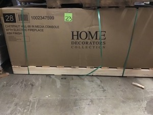 Home Decorators Collection Chestnut Hill 56 in. TV Stand Electric Fireplace with Sliding Barn Door in Ash with Black Top