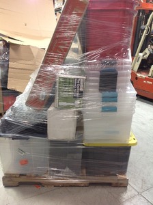Pallet with assorted tools and storage bins, Mailboxes and more customer returns various conditions