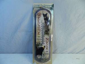 lot 77 image: New Welcome to Our Neck of The Woods Tin Thermometer