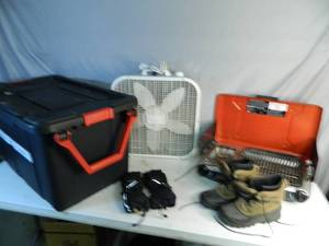 lot 100 image: Klim Gloves, Fan, Tote, Grill, Etc