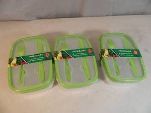 lot 38 image: 3 New Frigidaire Food Storage Sets with Utensils