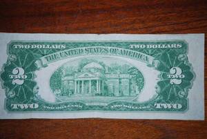 lot 8 image: 1953 Red Seal 2 dollar bill