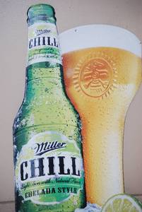 lot 17 image: Miller Chill tin Beer Sign Advertising