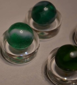 lot 105 image: Rare Christensen Translucent aqua blue Striped slag Marbles