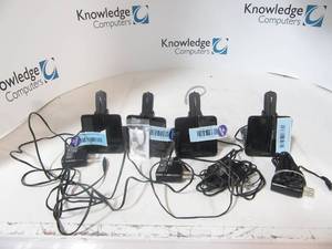 Lot of 4 Plantonics C054 Wireless Headsets 4x power adapters, extra set new ear buds Tested