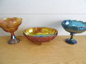 Lot of 3 Carnival Glass Pieces