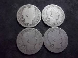 1904 O, 1905 S, 1907, 1909 Barber Quarters
