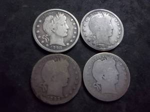 1892, 1893, 1894 O, 1898 Barber Quarters