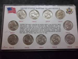 Complete Set Of Silver War Nickels All BU-MS