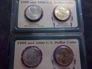 2-Collector Sets Of Susan B. Anthony & Sacagawea Dollars Unc. Coin Sets From Littleton