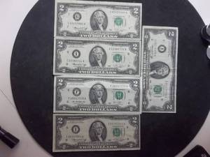 5-Two Dollar Bill Notes 1976 & 2003