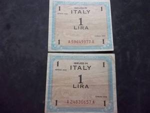 War Time 1943 Italian Lira  Allied Military Currency