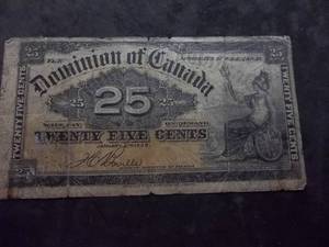 Fractional Currency From Canada 1900- 25 Cents