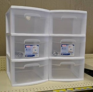 lot 39 image: (2) Sterilite 3 Drawer Rolling Storage Carts