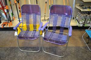 lot 99 image: (2) New Purple Lawn Chairs