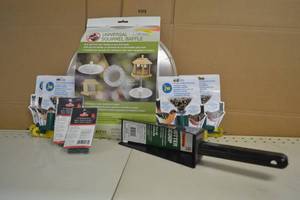 lot 125 image: (4) JW 2-Liter Bottle Bird Feeder Adapters, and Universal Squirrel Feeder Baffle