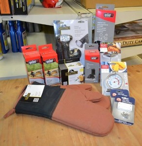 lot 147 image: Lot of Weber Grill Parts, Oven Mitts and Accessories