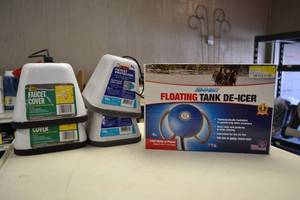 lot 198 image: Ice-N-Easy Floating Tank De-Icer and (4) Frost Faucet Covers