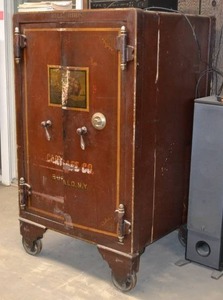 lot 1 image: Antique Rolling Floor Safe by The Cary Safe Co. of Buffalo, NY