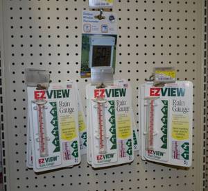lot 304 image: (12) EZ-View Glass Rain Gauges and Outdoor Window Thermometer
