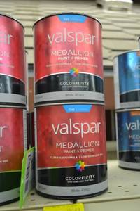 lot 1649 image: (3) 1 Quart Valspar Medallion Exterior Latex