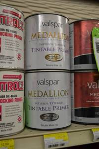lot 1681 image: (2) 1 Quart Valspar Medallion InteriorExterior Latex Tintable Primer
