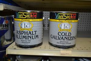 lot 1701 image: 1 Gallon VanSickle Super Premium Cold Galvanizing Aluminum Oil Primer-Finish 616 71, 1 Gallon Van Sickle Premium Asphalt Aluminum Exterior Oil Aluminum 610 71