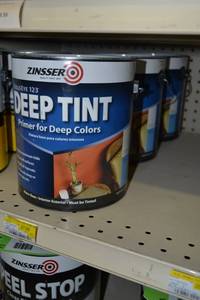 lot 1710 image: (3) 1 Gallon Zinsser Bulls Eye 123 Deep Tint Primer for Deep Colors  InteriorExterior, Water-Base, Must Be Tinted