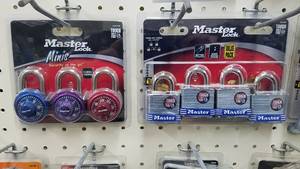 lot 1505 image: (9) Assorted Packages of Master Padlocks and More