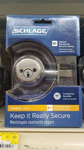 lot 1585 image: (2) Schlage Keyed Deadbolts - Satin Nickel