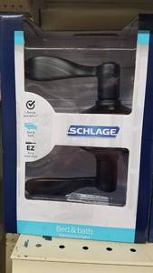 lot 1590 image: (2) Schlage Security Set DoorknobDeadbolt and Bed-Bath Set - Aged Bronze